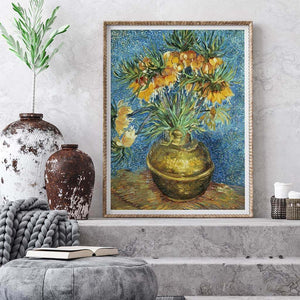 Imperial Fritillaries in a Copper Vase
