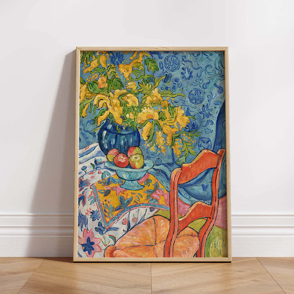 Yellow Flowers Red Chair