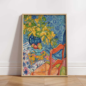 Yellow Flowers Red Chair