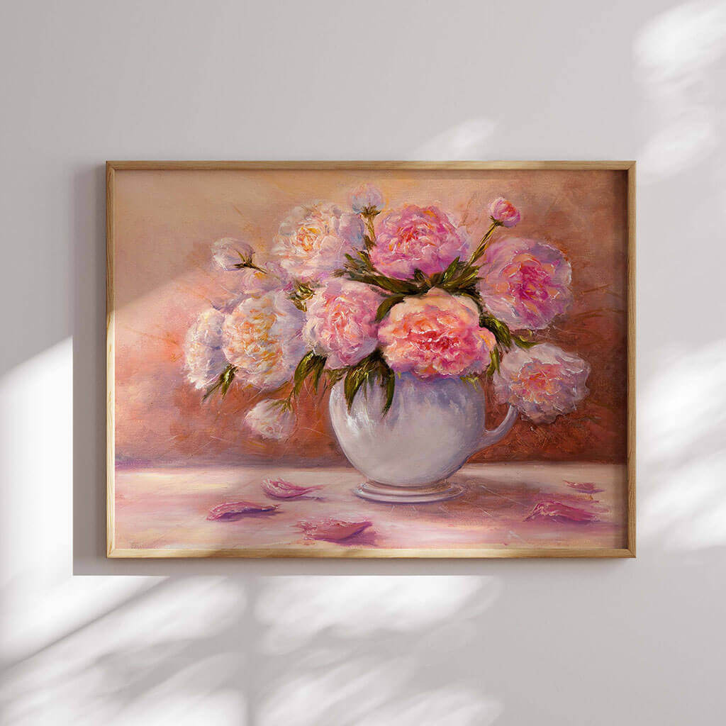 Peonies in White Vase