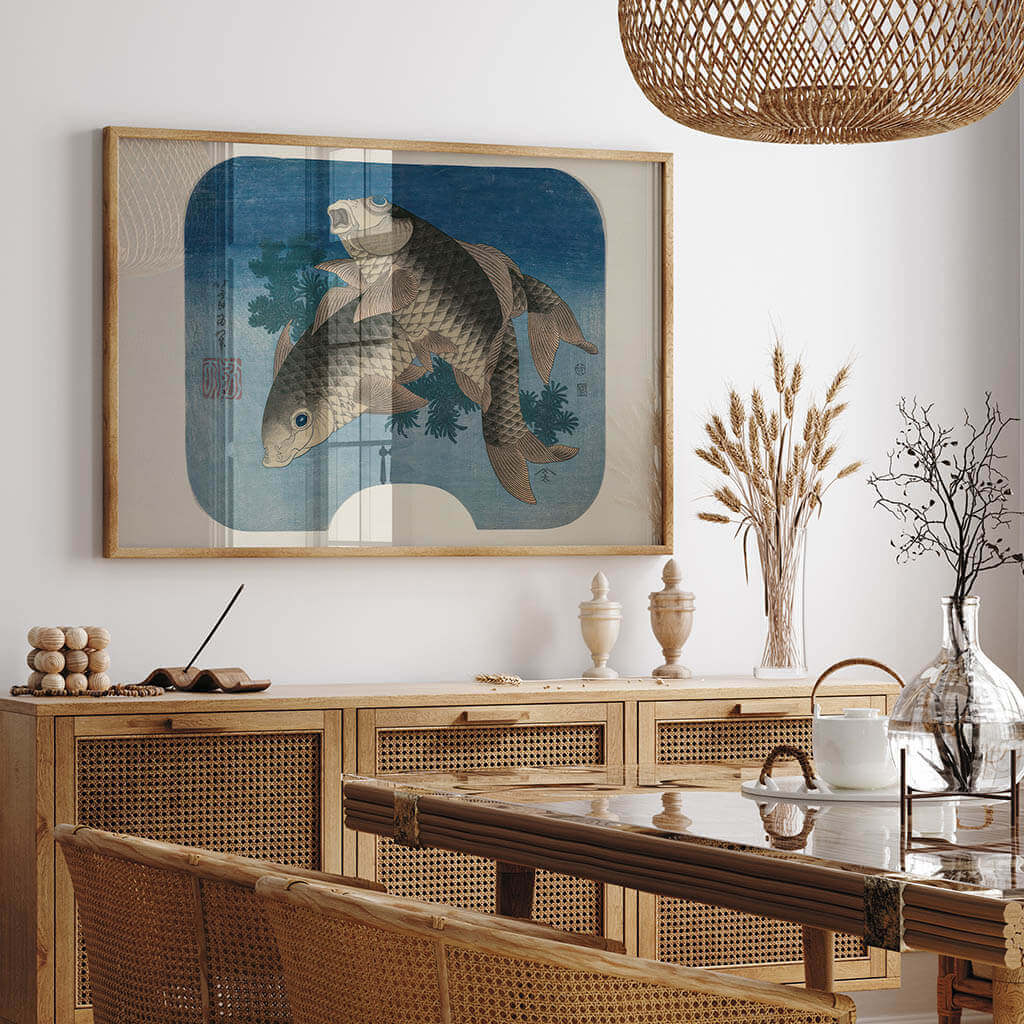 Carp Swimming by Water Weeds