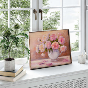 Peonies in White Vase