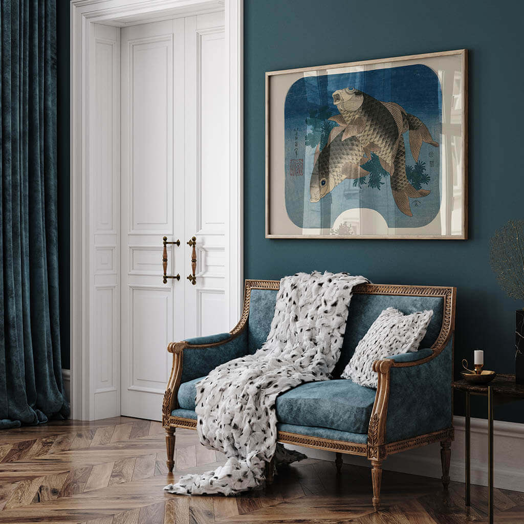 Carp Swimming by Water Weeds