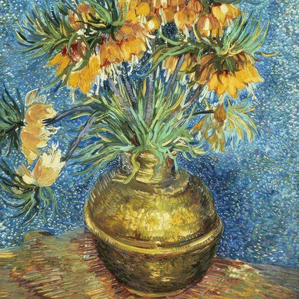 Imperial Fritillaries in a Copper Vase