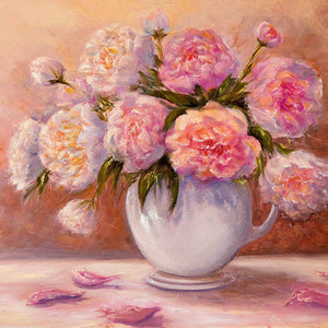 Peonies in White Vase