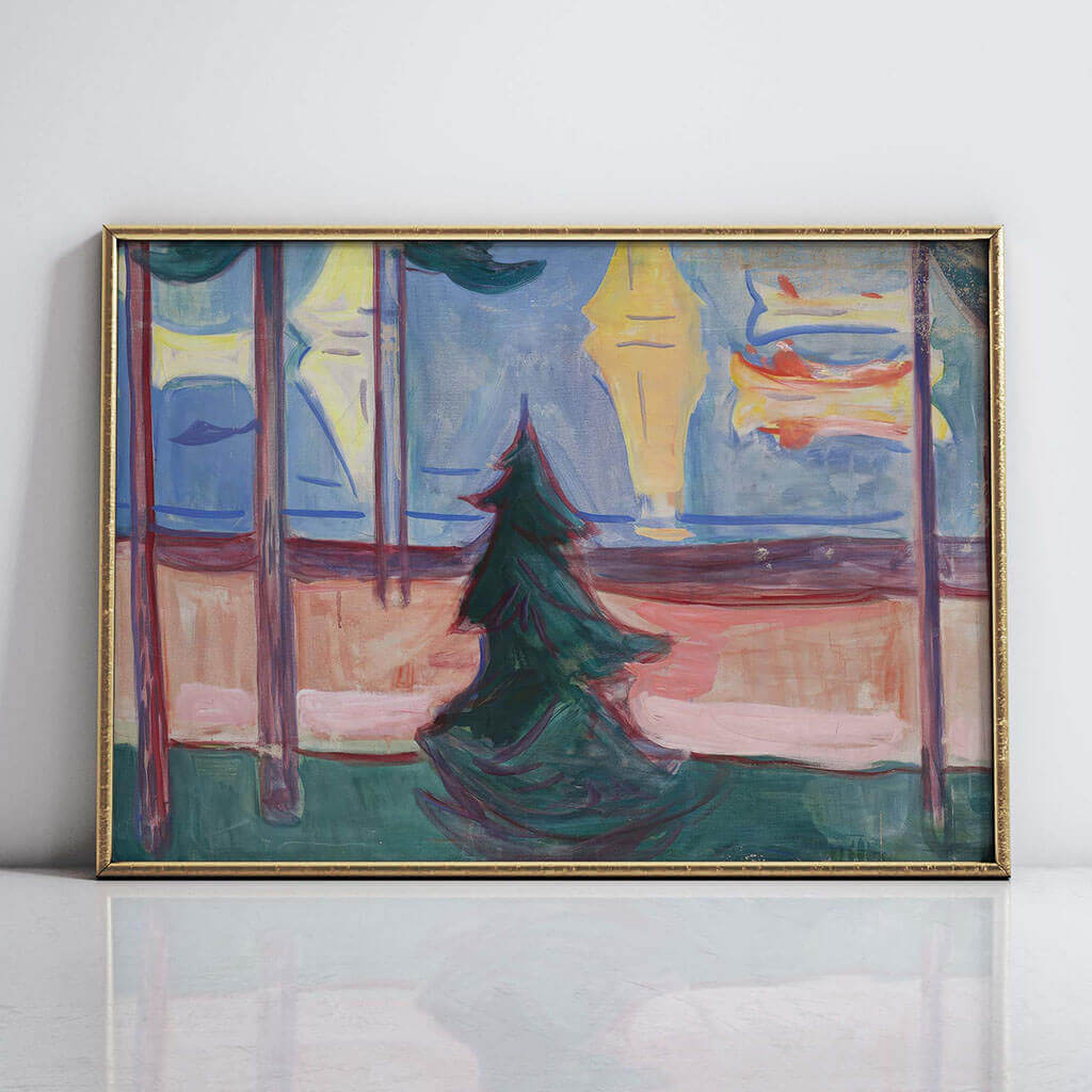 Beach Landscape with Trees and Boats