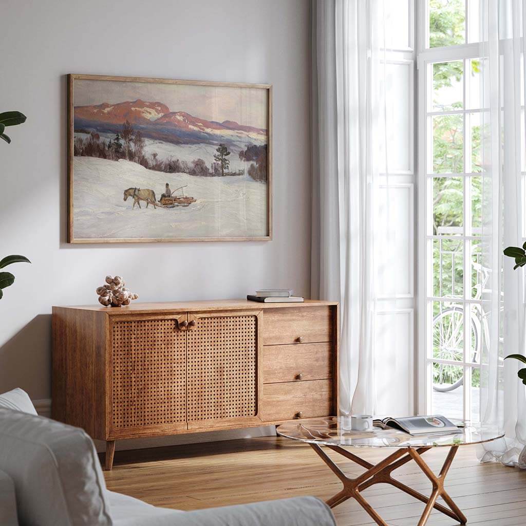 Hauling Logs in Snow