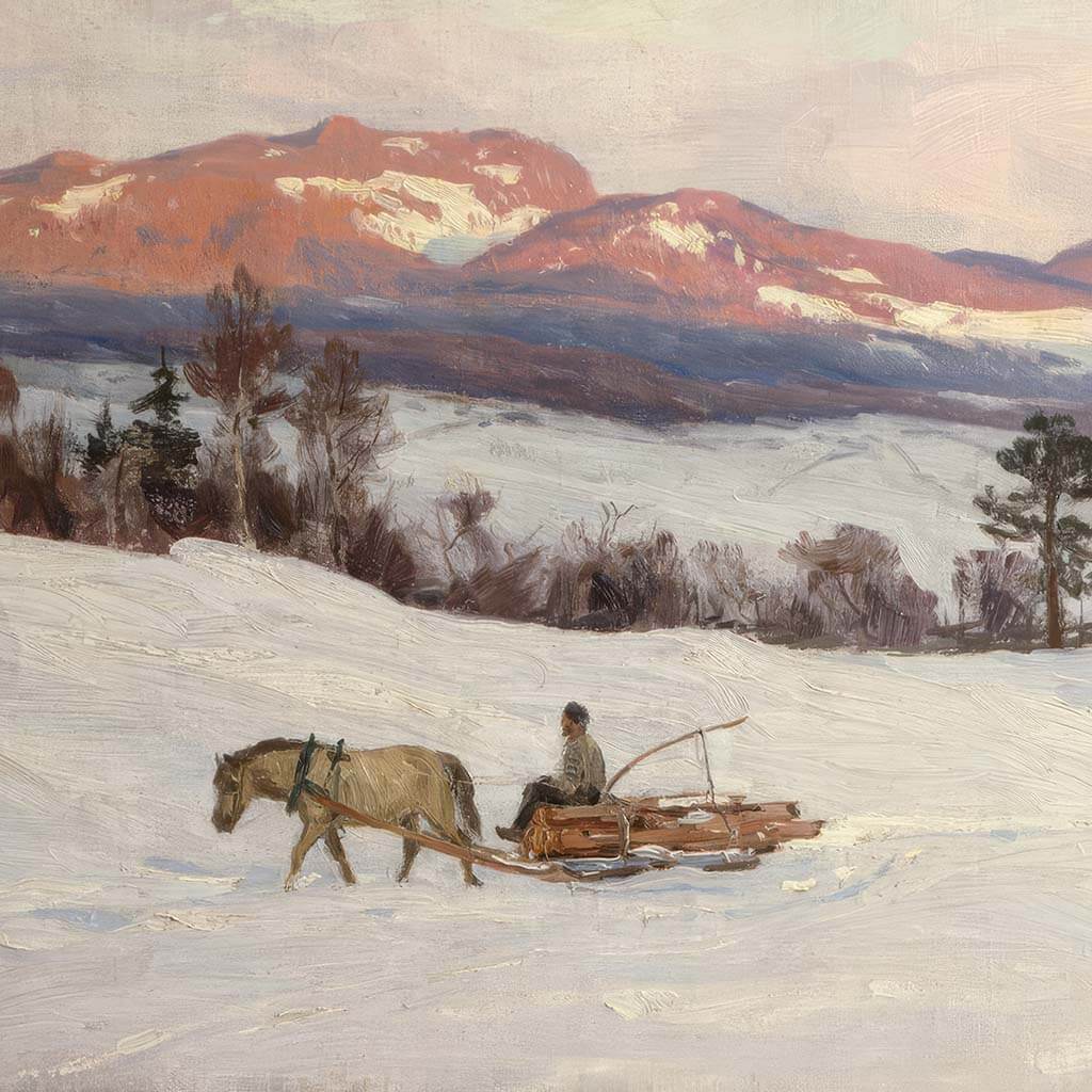 Hauling Logs in Snow