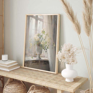 Ivory flowers on the windowsill