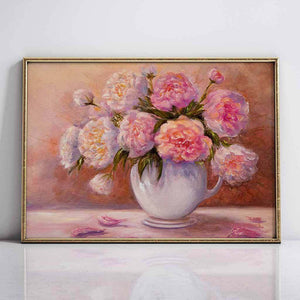 Peonies in White Vase