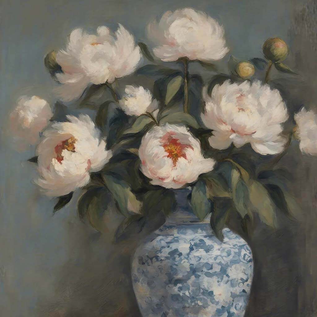 Peonies with Oriental Art