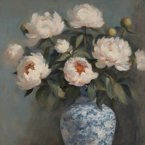 Peonies with Oriental Art