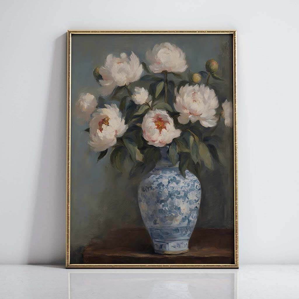 Peonies with Oriental Art