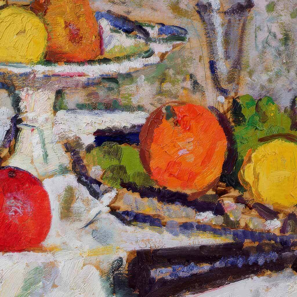 Still Life of Fruit on a White Tablecloth