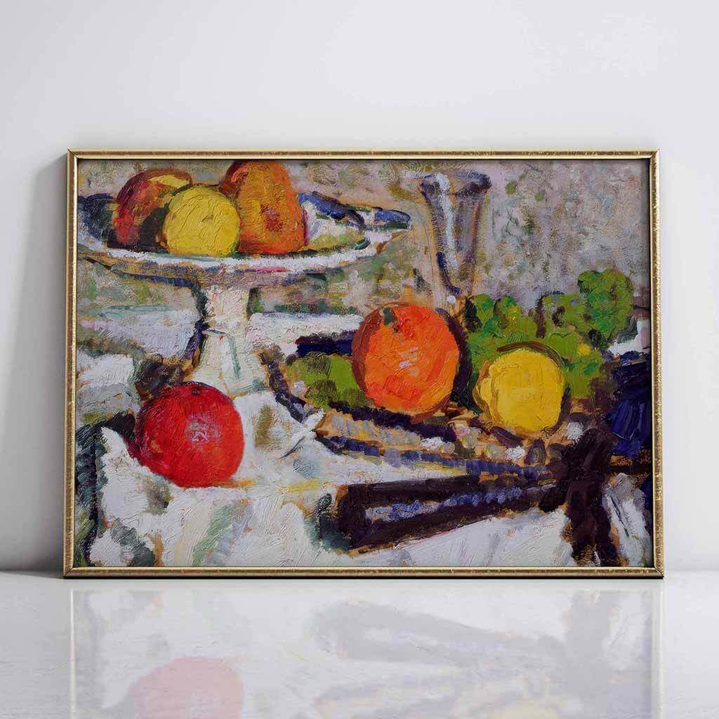 Still Life of Fruit on a White Tablecloth