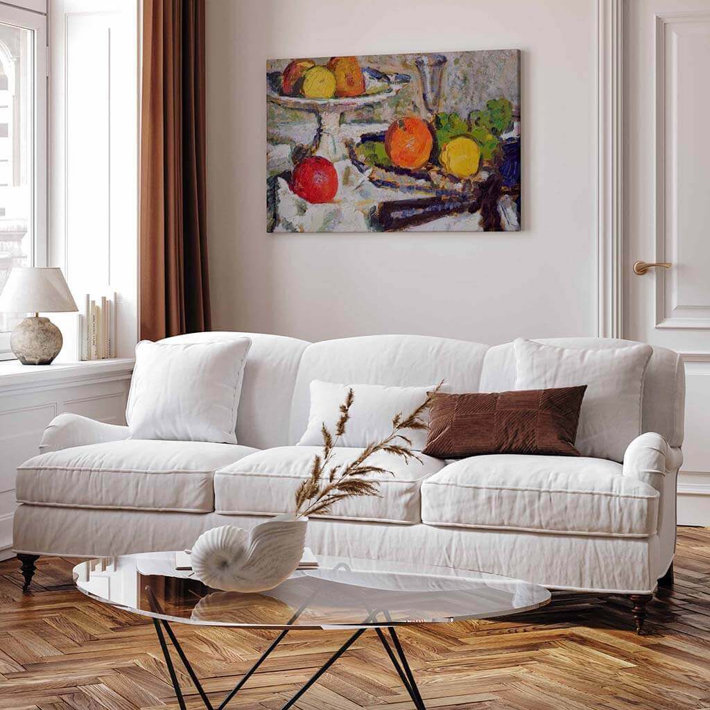 Still Life of Fruit on a White Tablecloth