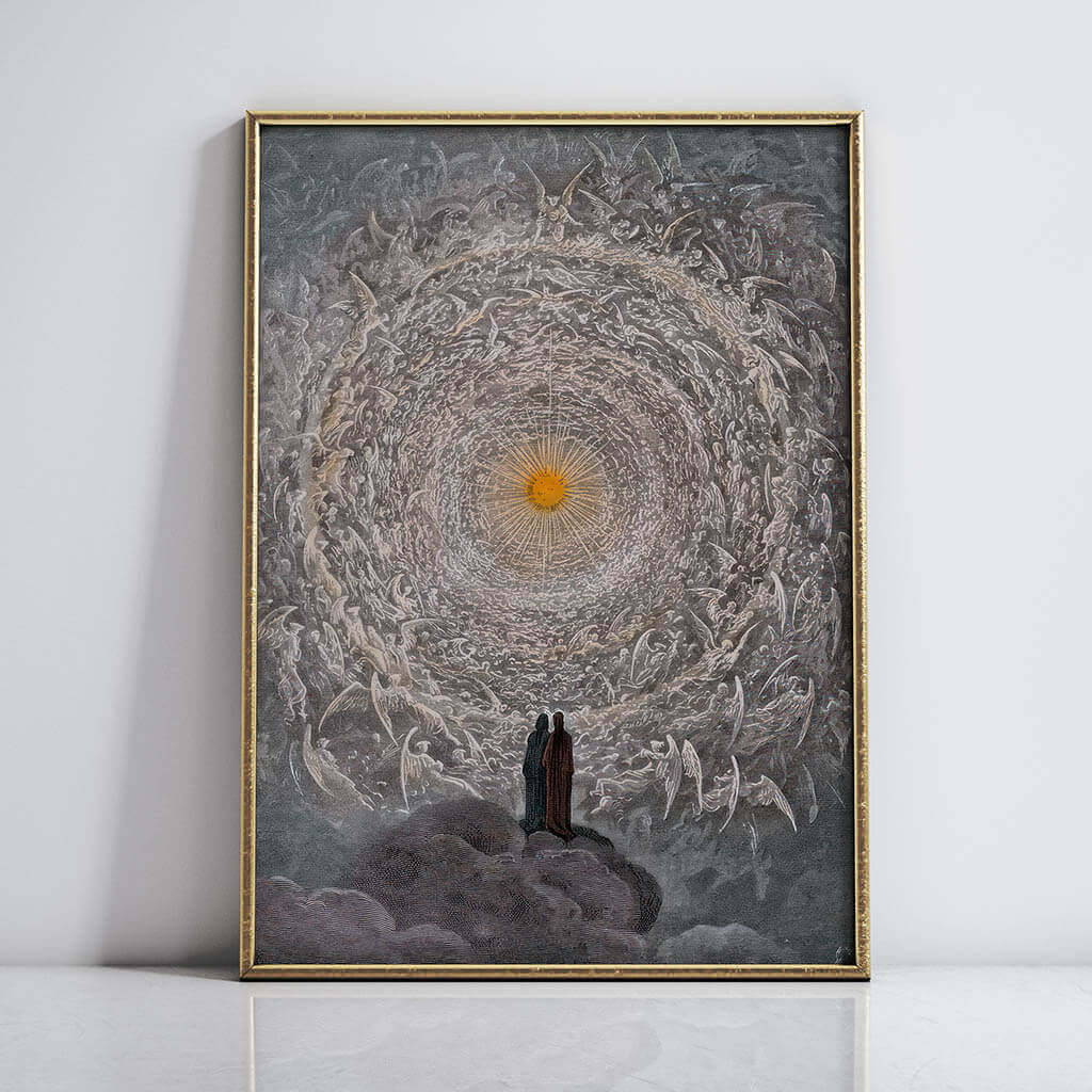 The saintly throng form a rose in the empyrean