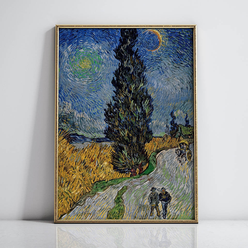 Road with Cypress and Star Artwork