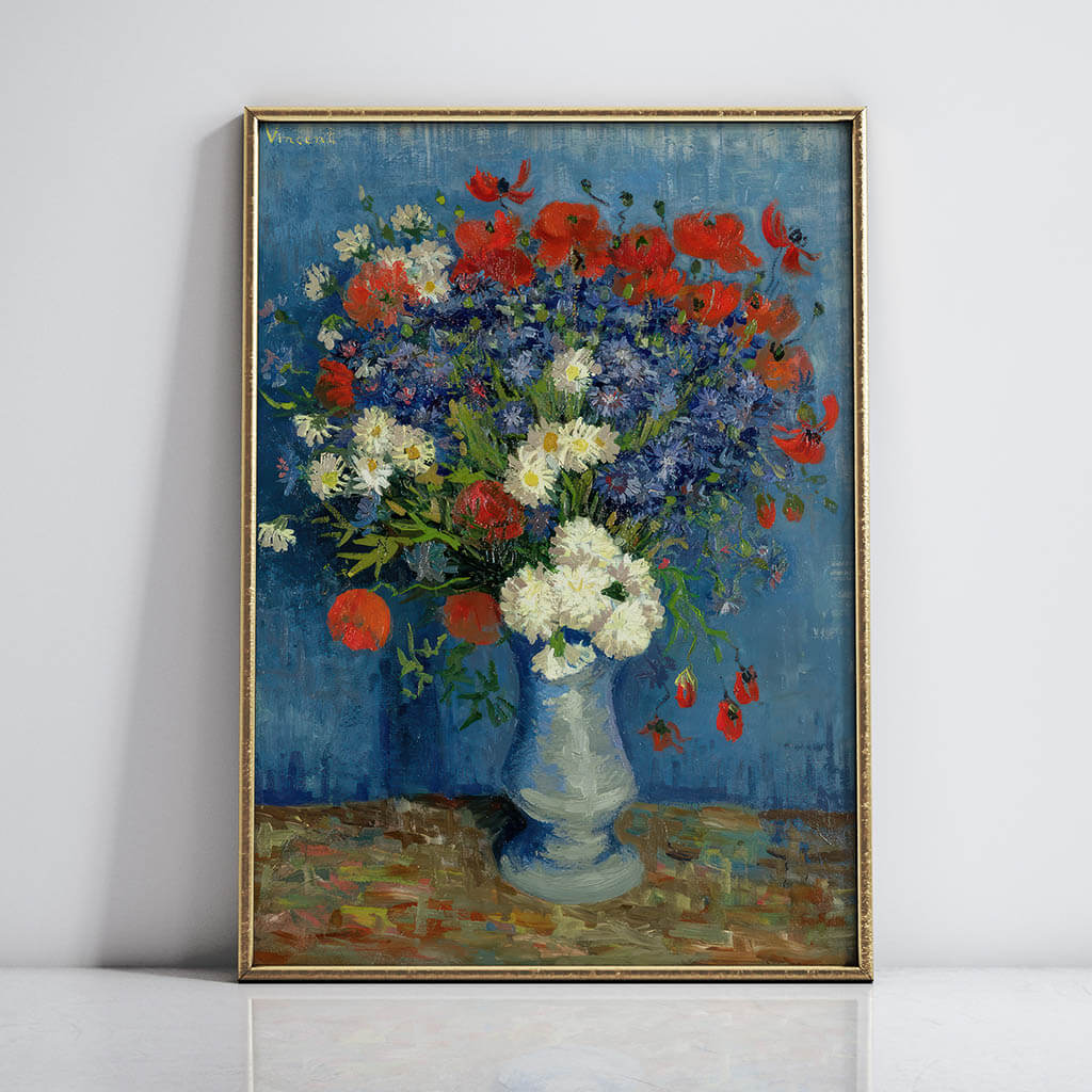 Vase with Cornflowers and Poppies Artwork