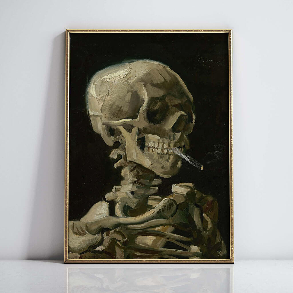 Skull with Burning Cigarette Printable Wall Art