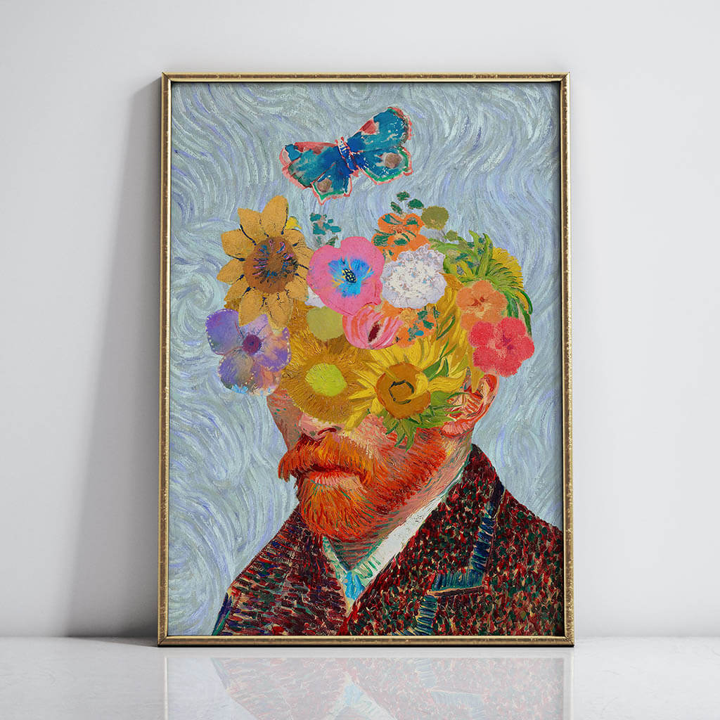 Van Gogh butterfly self-portrait Downloadable Poster