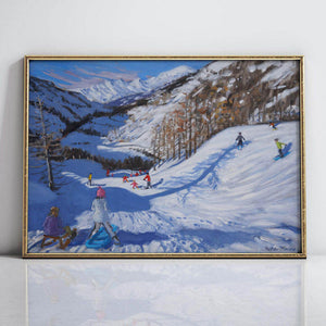 Skiers and Shadows Of Trees Downloadable Art