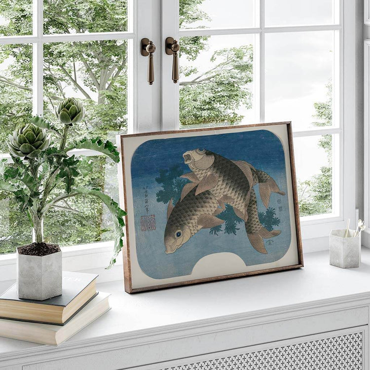 Carp Swimming by Water Weeds Digital Art Prints 