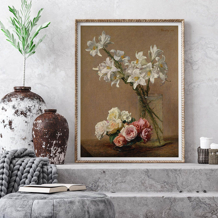 Roses and Lilies Digital Art Prints