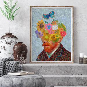 Van Gogh butterfly self-portrait Printable Wall Art 