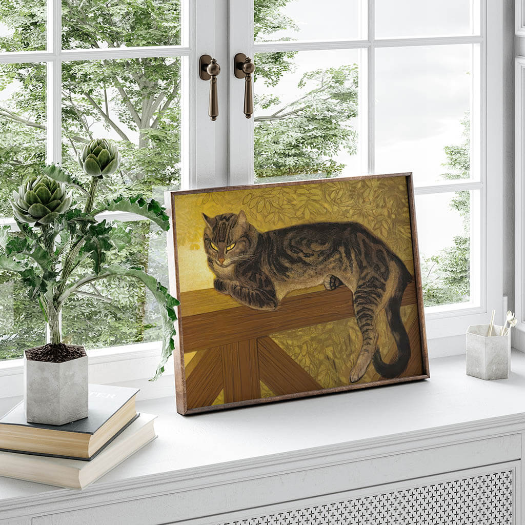 Summer cat on the railing Digital Art Prints