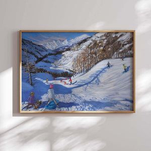 Skiers and Shadows Of Trees Printable Wall Art