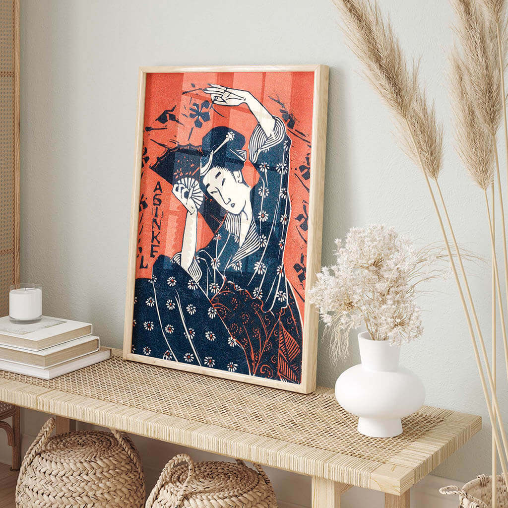 Geisha with Fan Printable Poster