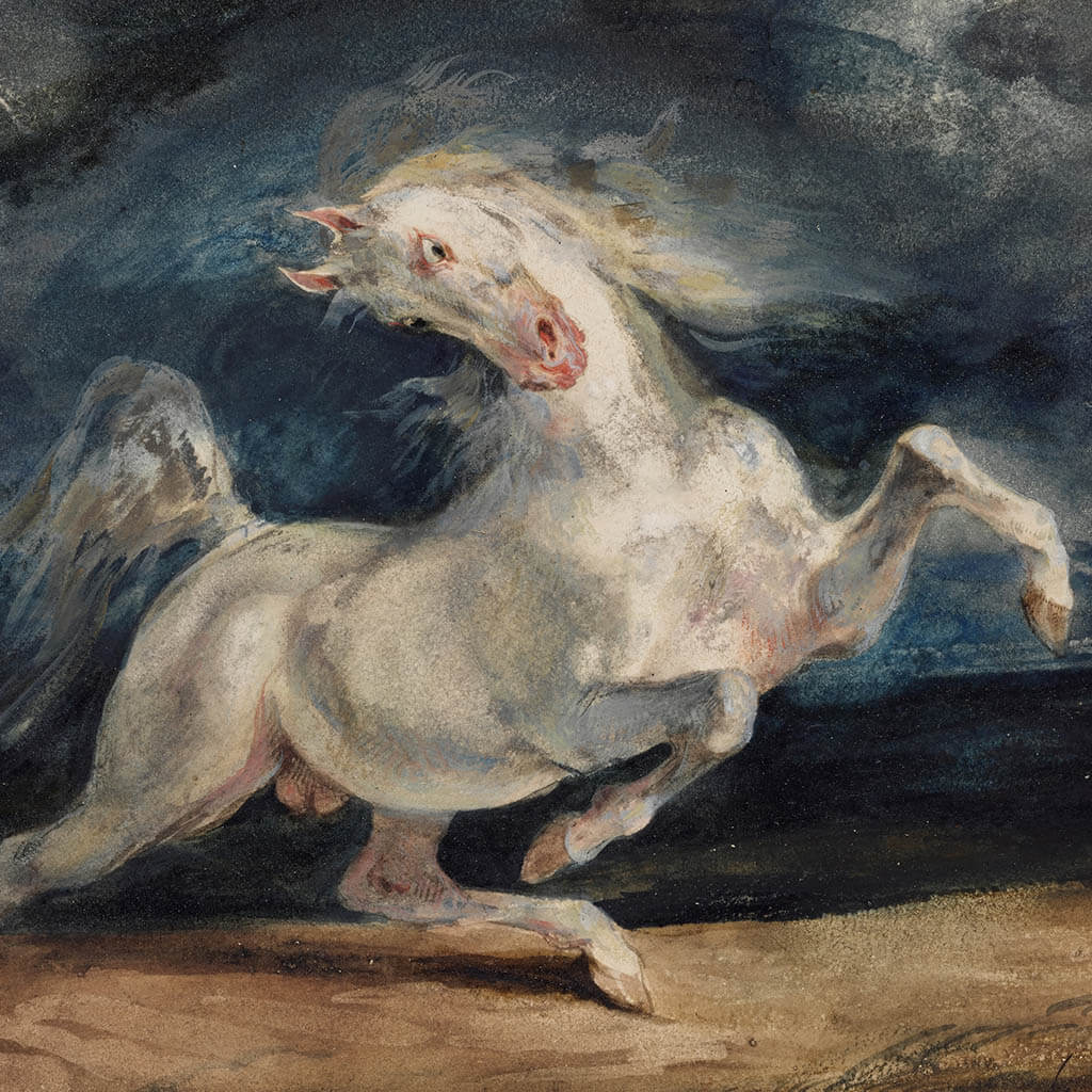 Horse Frightened by Lightning Art Painting