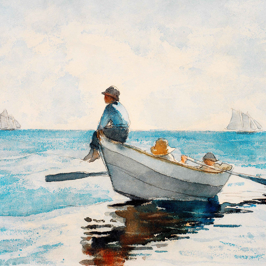 Boys In A Dory Downloadable Painting