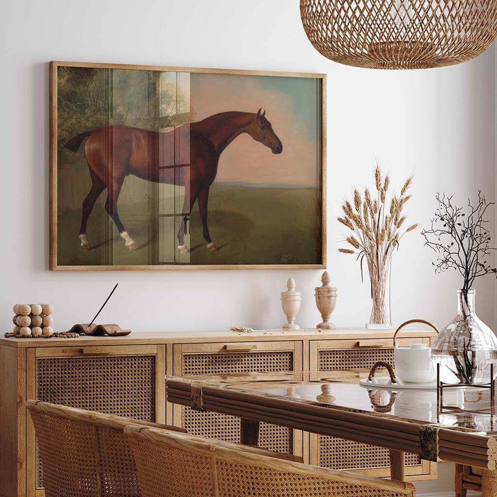 Bay Horse In A Field Art Print