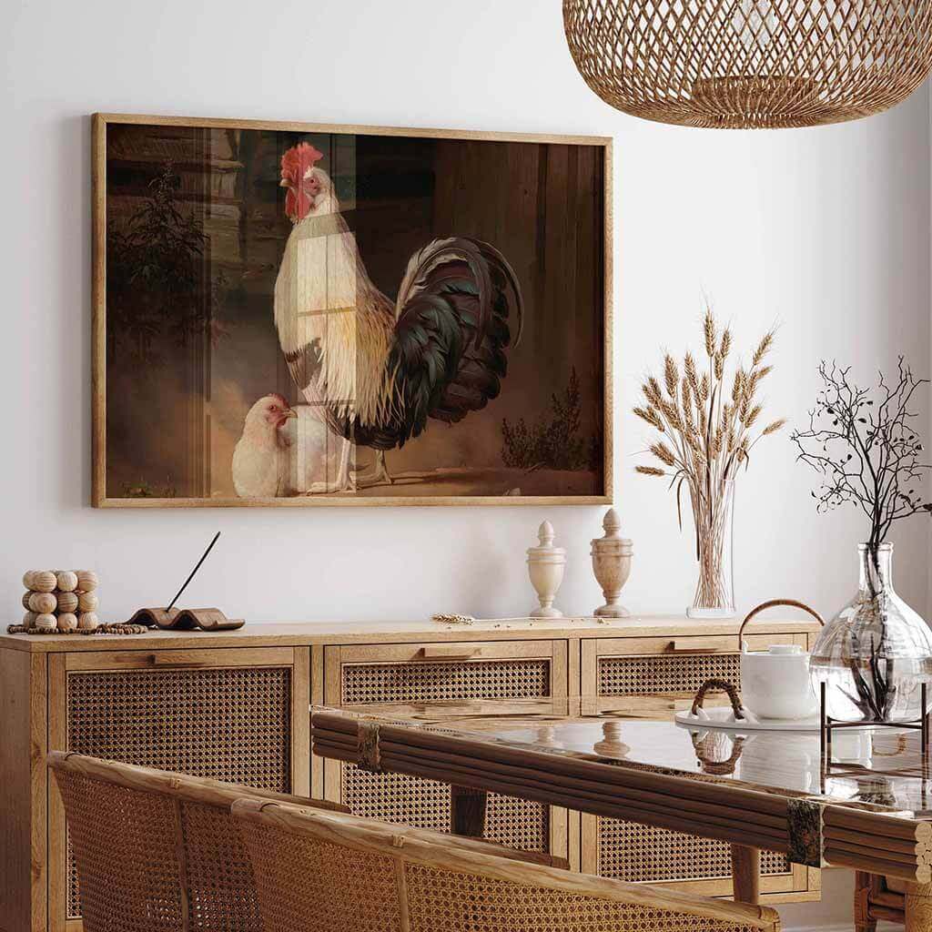 Cock And Hen Digital Art Prints