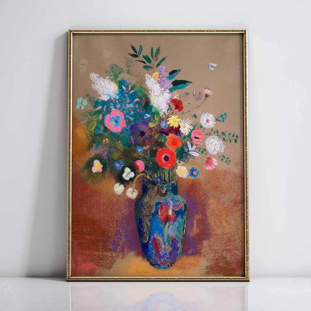 Colorful Blossoms in Blue Vase Digital Painting