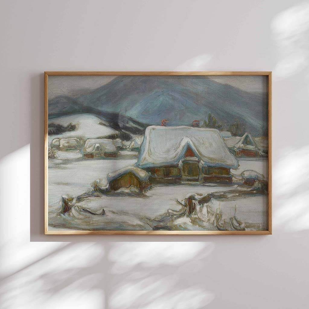 Cottages in the Snow Art Print