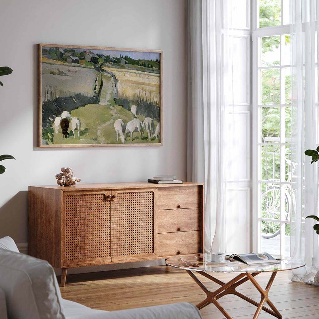 Farmhouses and Flock Wall Art