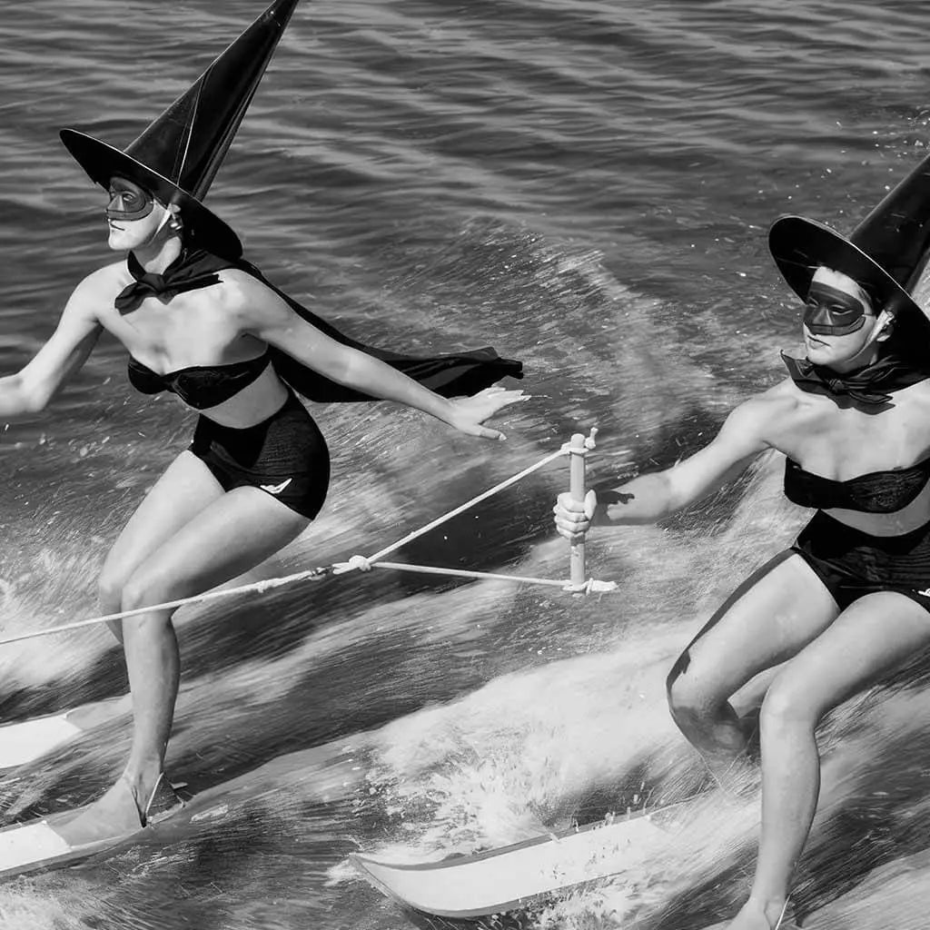 Halloween Witch Water Ski Costume Art Poster