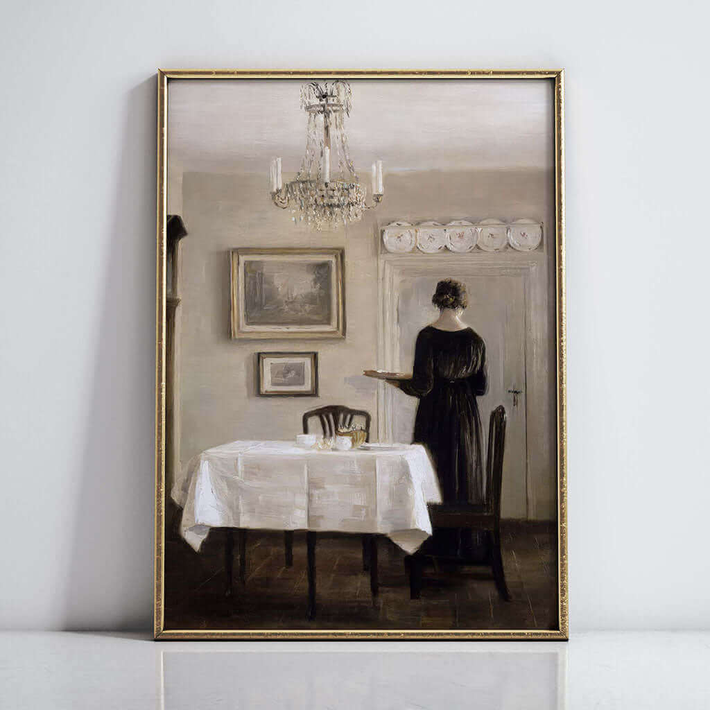 Interior With Lady Carrying Tray