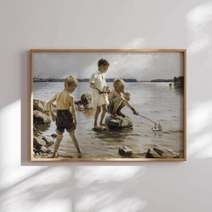 Playing On The Shore Digital Wall art