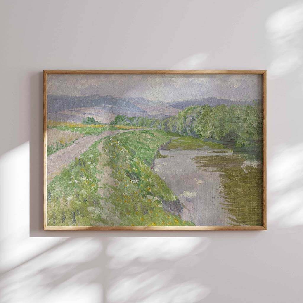 Riverside Path in Spring Art Print