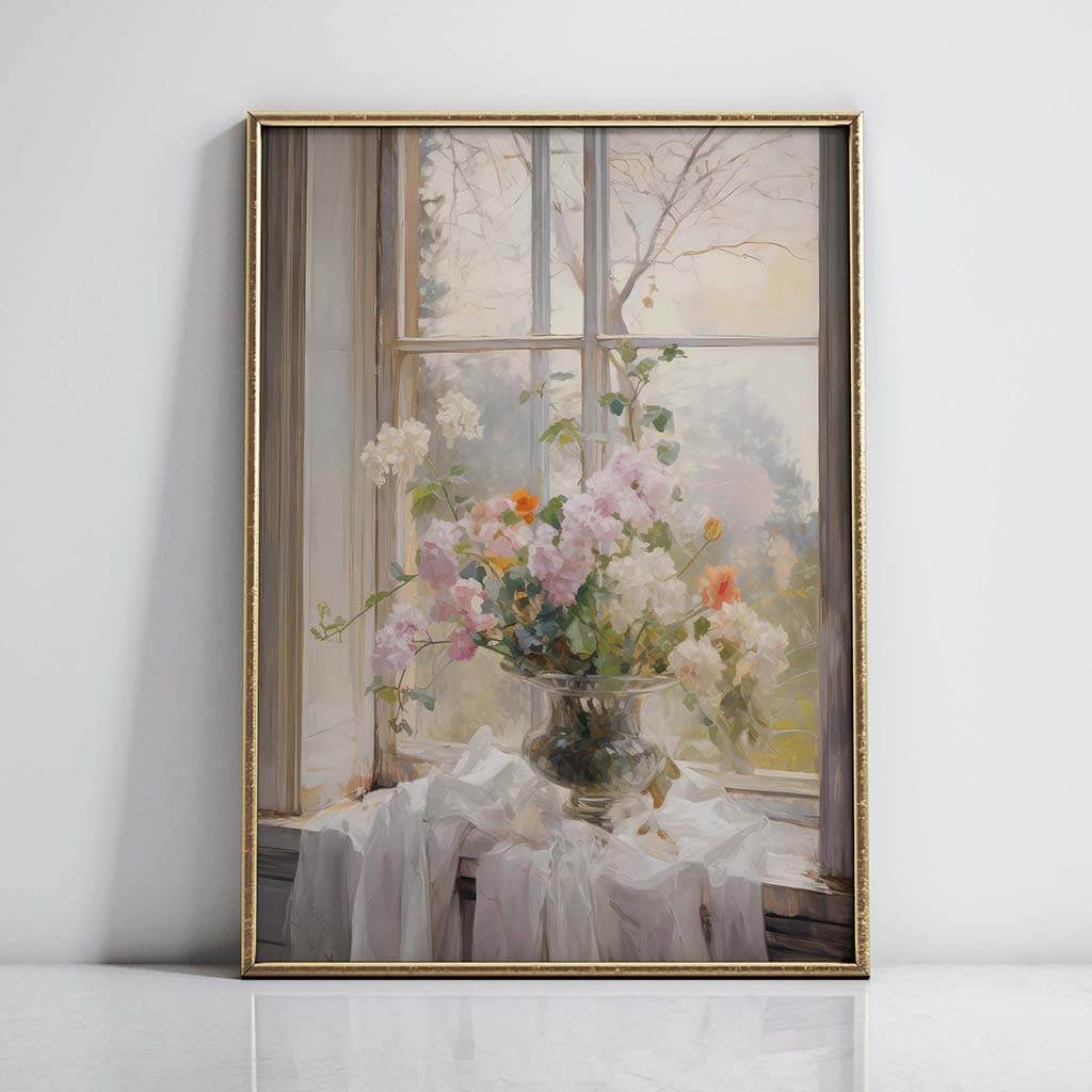 Early Spring Flowers on a Sill Digital Wall art