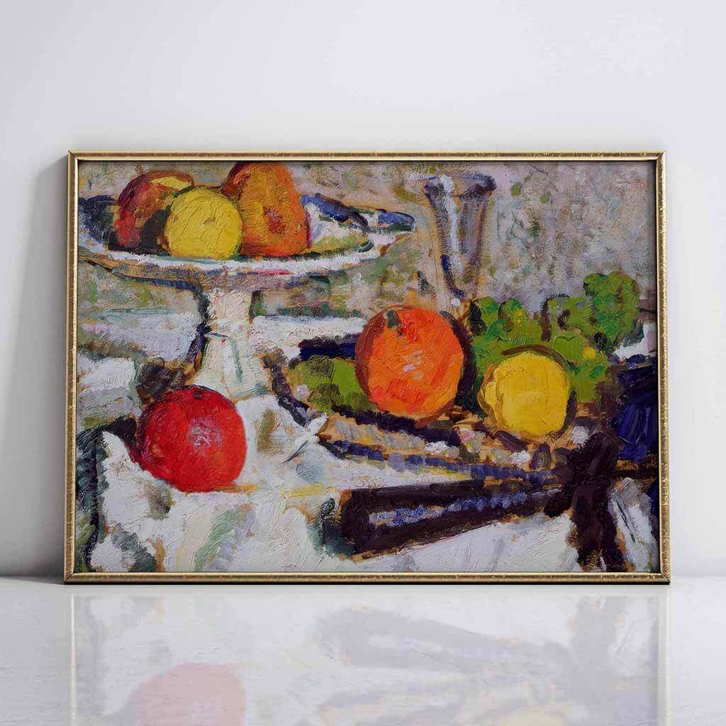 Still Life of Fruit on a White Tablecloth Artwork