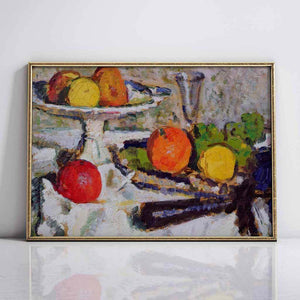 Still Life of Fruit on a White Tablecloth Artwork