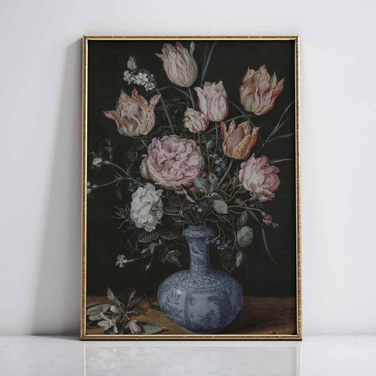 Tulips and Roses in Oriental Pottery Digital Painting