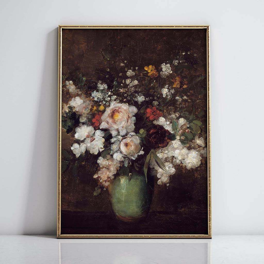 Flowers in a Green Vase
