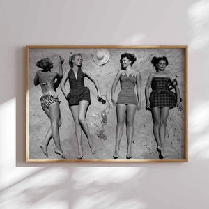 Vintage Beach Fashion Digital Art Posters